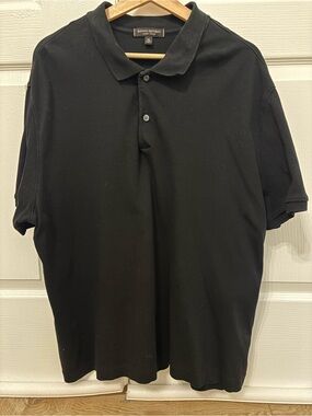 Banana Republic Men's Black Polo Shirt - Classic Short Sleeve 100% cotton
